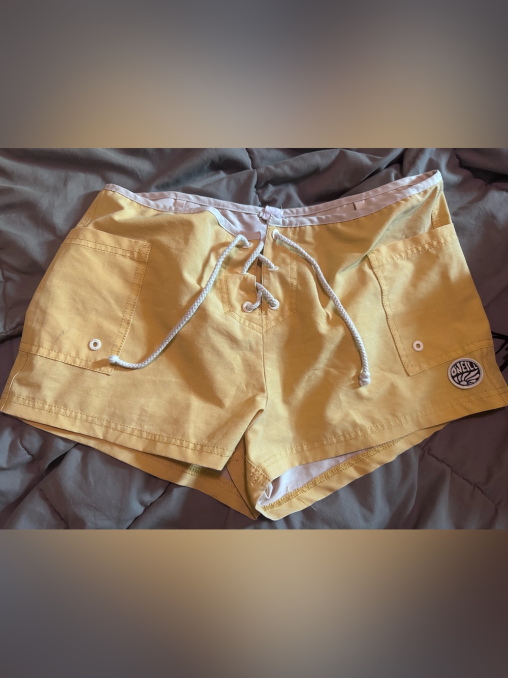 O'Neill Yellow Lace-Up Women's Board Short Shorts